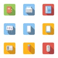 Office icons set, flat style Royalty Free Stock Photo