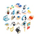 Office icons set, isometric style Royalty Free Stock Photo