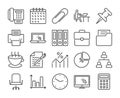 20 Office icons. Office work line icon set. Vector illustration. Editable stroke. Royalty Free Stock Photo