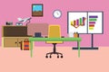 Office illustration business man work place and set interior