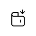Office income money in icon design. wallet with down arrow symbol. simple clean line art professional business management concept Royalty Free Stock Photo