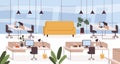 Office interior. Empty work place, room with furniture tables, chairs and couch. Modern company cabinet or coworking Royalty Free Stock Photo