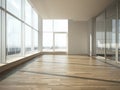 Office interior with glass wall