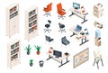 Office Interior Items Isometric Set Royalty Free Stock Photo