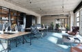 Office interior in loft, industrial style Royalty Free Stock Photo