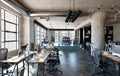 Office interior in loft, industrial style Royalty Free Stock Photo