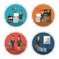 Office interior round symbols