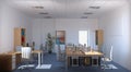 Office, interior visualization, 3D illustration Royalty Free Stock Photo