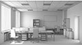 Office, interior visualization, 3D illustration Royalty Free Stock Photo