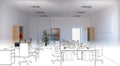 Office, interior visualization, 3D illustration Royalty Free Stock Photo
