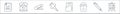 Office items line icons. linear set. quality vector line set such as presentation, pen, trash bin, folder, push pin, stapler,