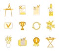 Office items yellow linear objects set