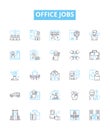 Office jobs vector line icons set. Clerical, Executive, Managerial, Administration, Secretary, Accountant, Clerk