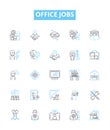 Office jobs vector line icons set. Clerical, Executive, Managerial, Administration, Secretary, Accountant, Clerk Royalty Free Stock Photo