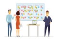 Office Kanban planning system - modern vector business cartoon characters illustration