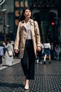 Office lady walking on busy street in japan