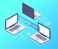 Office laptops - modern colorful vector isometric illustration Royalty Free Stock Photo