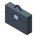 Office leather bag icon, isometric style