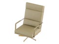 Office leather chair beige with high backrest on a white background 3d rendering