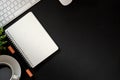 Office leather desk table with computer Royalty Free Stock Photo