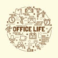 Office life minimal thin line icons set