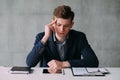 Office lifestyle thoughtful young business man