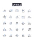 Office line icons collection. Workplace, Company, Employment, Business, Workspace, Enterprise, Establishment vector and