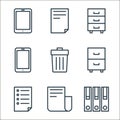 office line icons. linear set. quality vector line set such as book, file, paper, drawer, delete, device, chest of drawers, file Royalty Free Stock Photo