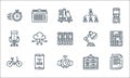 office line icons. linear set. quality vector line set such as document, smartwatch, bicycle, corkboard, wifi, office chair, lamp