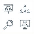 office line icons. linear set. quality vector line set such as security, magnifying glass, colleagues