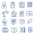 Office Line Icons on white background Royalty Free Stock Photo