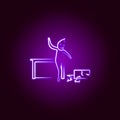 Office man break notebook angry line icon in neon style. Element of office life illustration. Signs and symbols collection icon