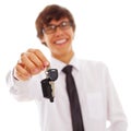 Office man with car keys Royalty Free Stock Photo