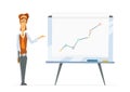 Office man and flip-chart paper board whiteboard Royalty Free Stock Photo