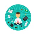 Office man meditation circle icon