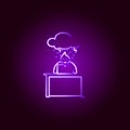 Office man notebook boring line icon in neon style. Element of office life illustration. Signs and symbols collection icon for