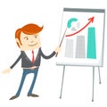 Office man presentating a graph on flipchart