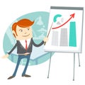 Office man presentating a graph on flipchart