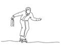 Office man riding skateboard