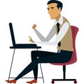 Office man work on laptop vector deadline icon