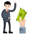 Office man worker in suit and tie. Rich guy. Cartoon flat illustration Royalty Free Stock Photo