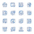 Office management line vector icons set