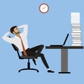Office manager or businessman relaxes after a lot of work,