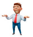 Office manager cartoon discouraged character 3d illustration Royalty Free Stock Photo