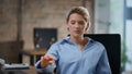 Office manager playing pendulum on table closeup. Businesswoman thinking at work Royalty Free Stock Photo