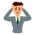 Office manager stress icon, cartoon style