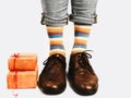 Office Manager in stylish shoes and bright socks Royalty Free Stock Photo