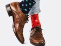 Office Manager in stylish shoes and bright socks Royalty Free Stock Photo