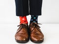 Office Manager in stylish shoes and bright socks Royalty Free Stock Photo