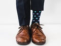 Office Manager in stylish shoes and bright socks Royalty Free Stock Photo